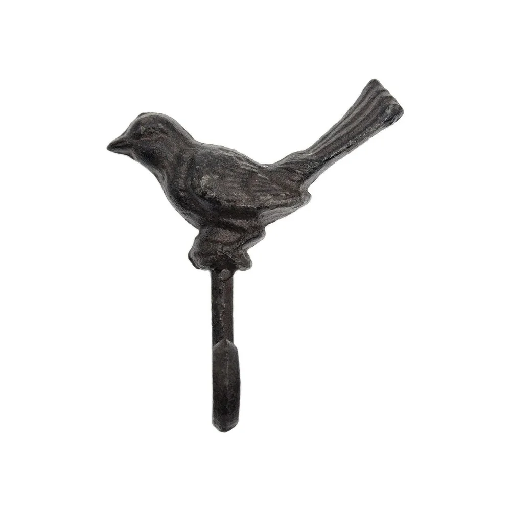Bird Wall Hook Cast Iron Key Towel Coat Hanger Rustic‎ Farmhouse Decor Dk Brown